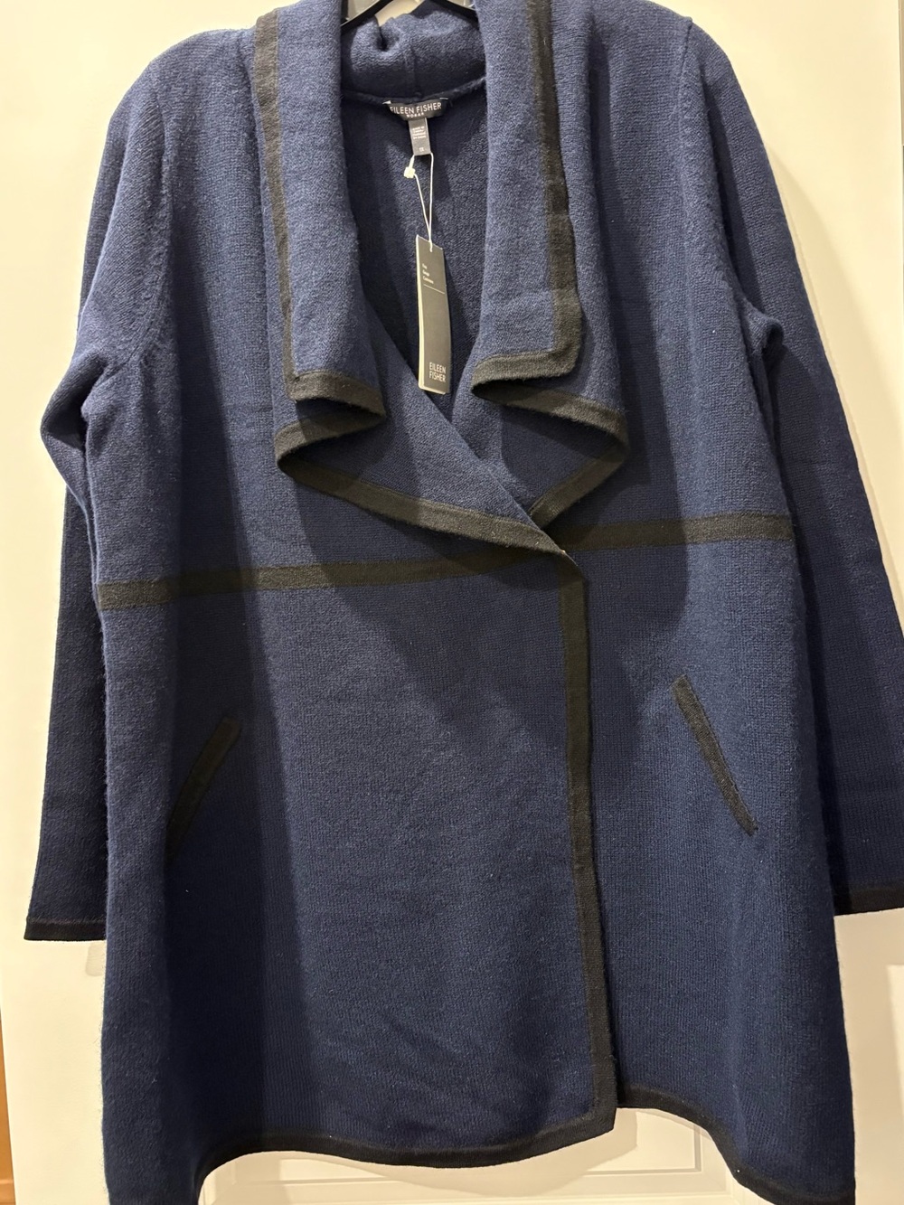 NWT Eileen Fisher Navy / Black Cashmere Fine-Gauge Sweater